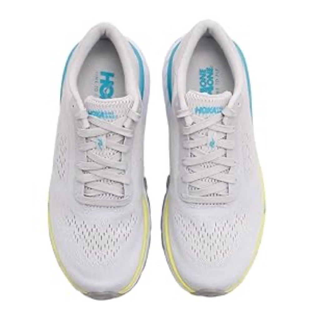 Hoka One One CAVU 2  Light Gray and Lime Athletic Shoes